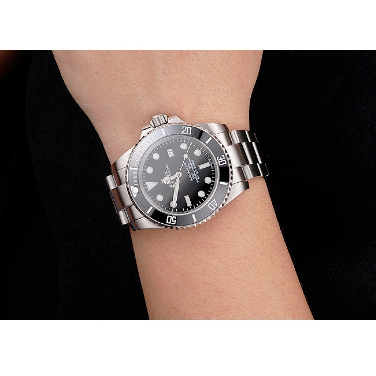 MiroTime 1026 Swiss Rolex Submariner Small Date Black Dial And Bezel Stainless Steel Case And Bracelet